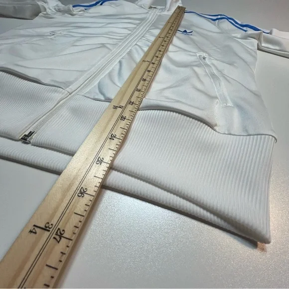 Adidas Originals Firebird Track Jacket White Blue Three Stripes Trefoil - Picture 6 of 6